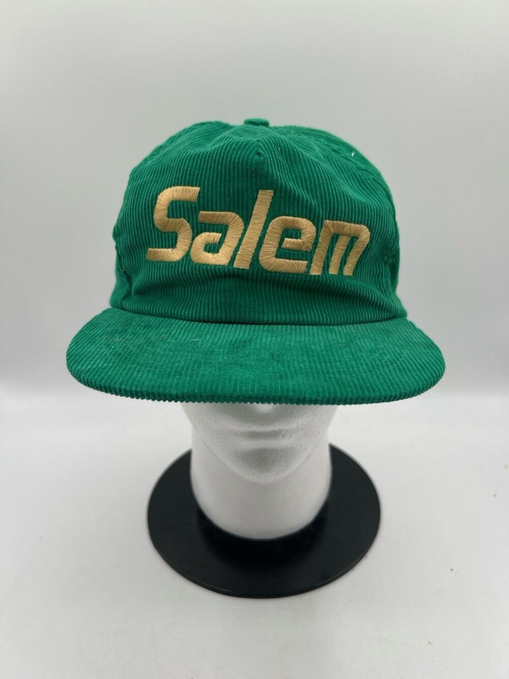 VTG Salem Cigarettes Gold Metal Headwear Spell Out Corduroy Snapback Hat Cap